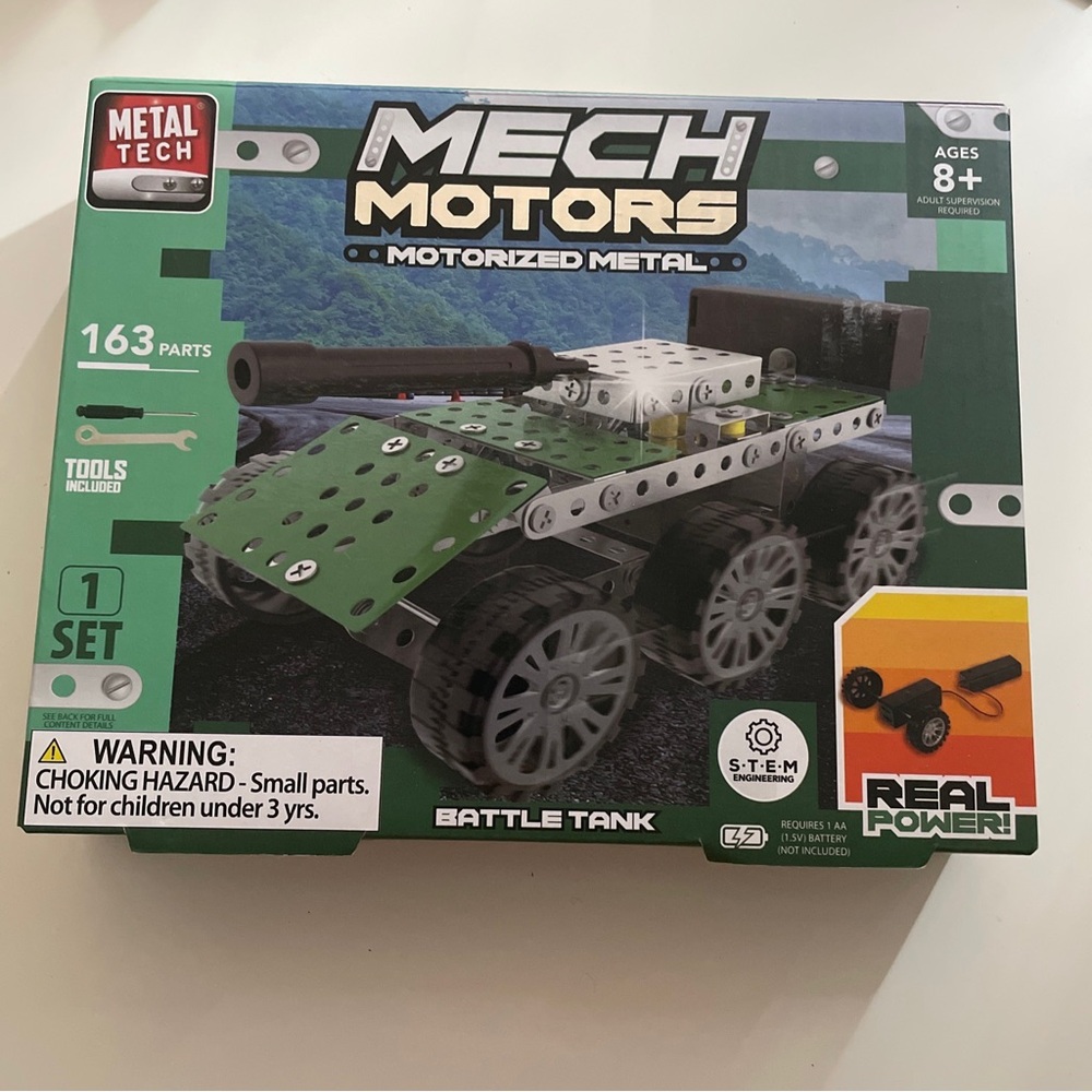 Metal Tech MECH MOTORS Battle Tank Building Set with 163 Parts & Tools New!